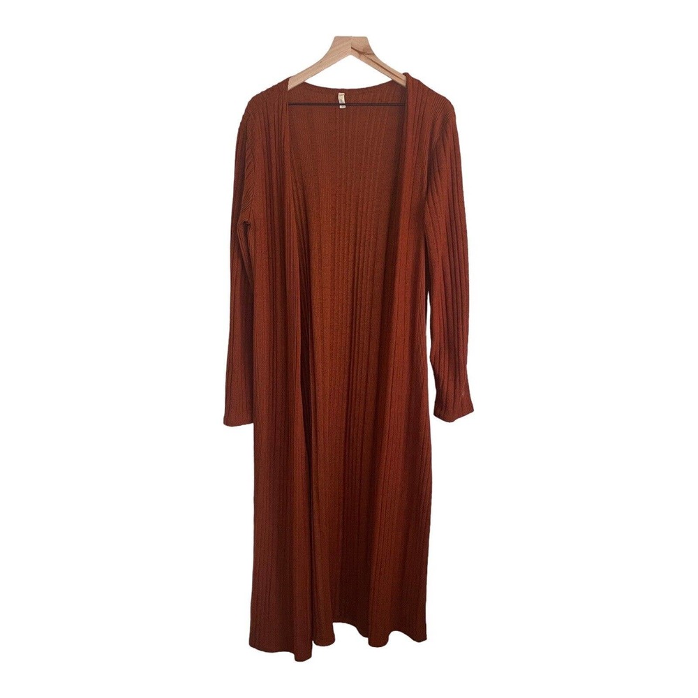 Pinkblush Rust Ribbed Longline Open Front Cardigan - Picture 13 of 13